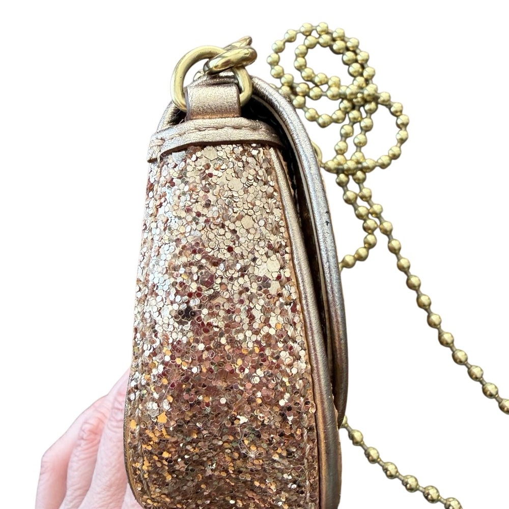 COACH POPPY Limited Edition Gold Mini Sparkling Saddle Crossbody - Picture 4 of 14